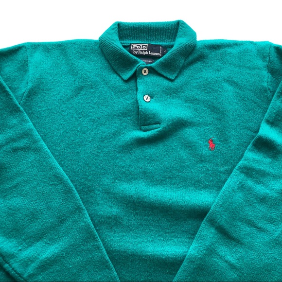 Polo by Ralph Lauren Sweater Lambs Wool Green - Picture 2 of 6